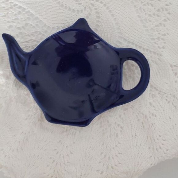 Dark Blue Tea Bag Holder in a Teapot Shape - Picture 5 of 5